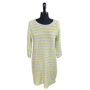 Gap Dress Gray Sorbet Yellow Striped Cotton Casual 3/4 Length Raglan M
